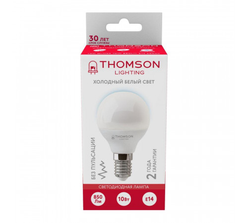 Лампа светодиодная Thomson E14 10W 6500K шар матовый TH-B2317 Лампа светодиодная Thomson E14 10W 6500K шар матовый TH-B2317