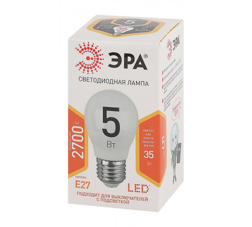 Лампа светодиодная Эра E27 5W 2700K LED P45-5W-827-E27 Б0028486 Лампа светодиодная Эра E27 5W 2700K LED P45-5W-827-E27 Б0028486