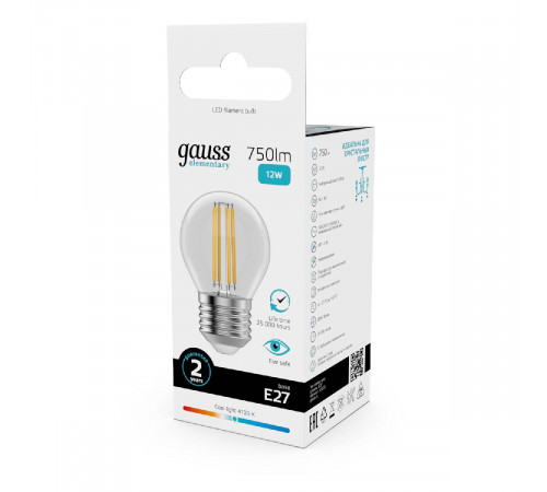 Лампа светодиодная Gauss Filament Elementary E27 12W 4100K 52222 Лампа светодиодная Gauss Filament Elementary E27 12W 4100K 52222