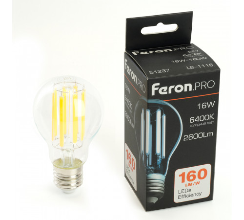 Светодиодная лампа Feron LB-1116 E27 16W 6400K 51237 Светодиодная лампа Feron LB-1116 E27 16W 6400K 51237