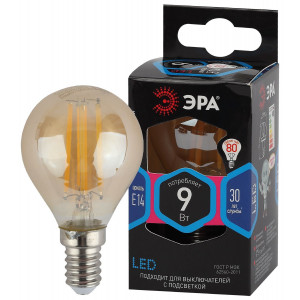 Лампа светодиодная Эра E14 9W 4000K F-LED P45-9W-840-E14 gold Б0047028