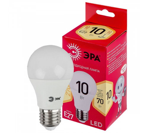 Лампа светодиодная Эра E27 10W 2700K LED A60-10W-827-E27 R Б0049634 Лампа светодиодная Эра E27 10W 2700K LED A60-10W-827-E27 R Б0049634