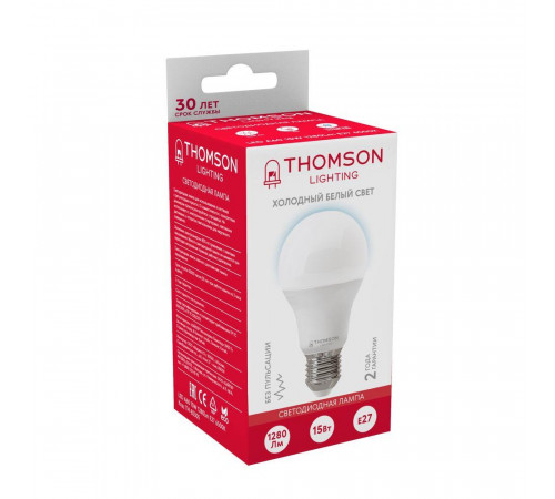 Лампа светодиодная Thomson E27 15W 6500K груша матовая TH-B2305 Лампа светодиодная Thomson E27 15W 6500K груша матовая TH-B2305