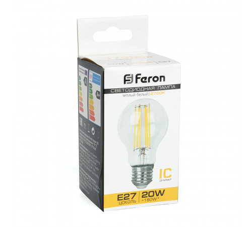 Лампа светодиодная Feron LB-620 Шар E27 20W 2700K 38245 Лампа светодиодная Feron LB-620 Шар E27 20W 2700K 38245