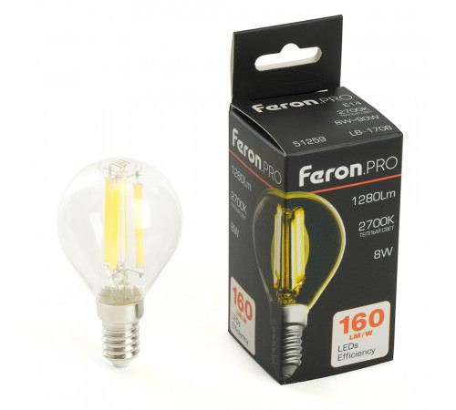Лампа светодиодная Feron LB-1708 E14 8W 2700K 51259 Лампа светодиодная Feron LB-1708 E14 8W 2700K 51259