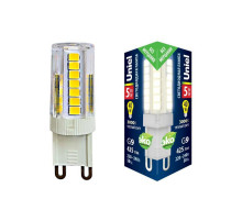 Лампа светодиодная (UL-00006748) Uniel G9 5W 3000K прозрачная LED-JCD-5W/3000K/G9/CL GLZ09TR