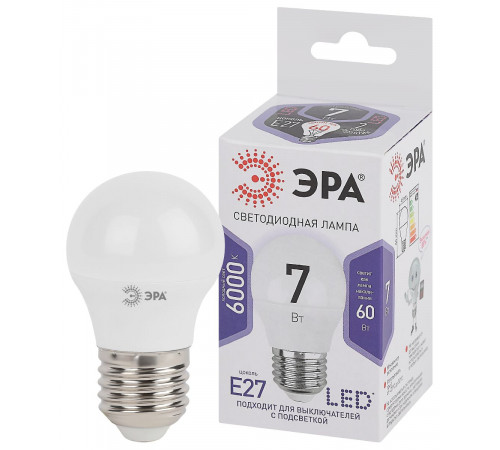 Лампа светодиодная Эра E27 7W 6000K LED P45-7W-860-E27 Б0031402 Лампа светодиодная Эра E27 7W 6000K LED P45-7W-860-E27 Б0031402