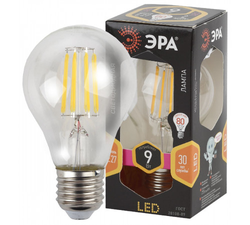 Лампа светодиодная Эра E27 9W 2700K F-LED A60-9W-827-E27 Б0043433 Лампа светодиодная Эра E27 9W 2700K F-LED A60-9W-827-E27 Б0043433