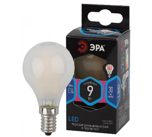Лампа светодиодная Эра E14 9W 4000K F-LED P45-9w-840-E14 frost Б0047027 Лампа светодиодная Эра E14 9W 4000K F-LED P45-9w-840-E14 frost Б0047027