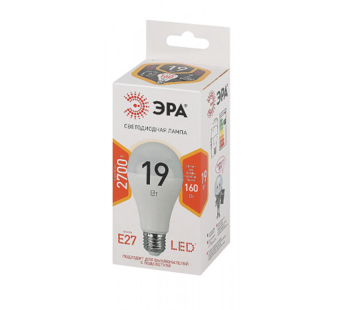 Лампа светодиодная Эра E27 19W 2700K LED A65-19W-827-E27 Б0031702 Лампа светодиодная Эра E27 19W 2700K LED A65-19W-827-E27 Б0031702