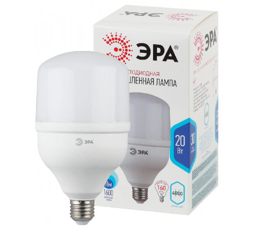 Лампа светодиодная Эра E27 20W 4000K LED POWER T80-20W-4000-E27 Б0027001 Лампа светодиодная Эра E27 20W 4000K LED POWER T80-20W-4000-E27 Б0027001