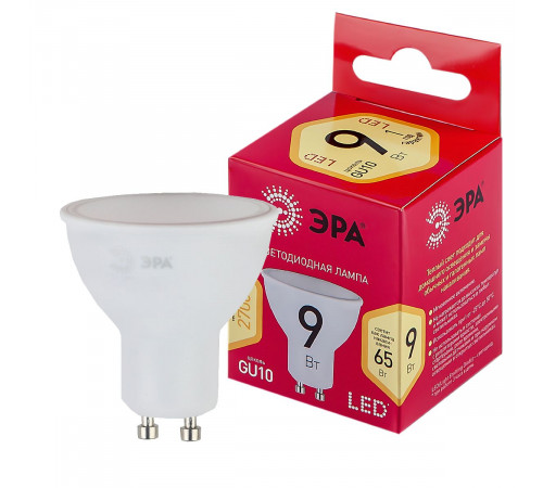 Лампа светодиодная Эра GU10 9W 2700K LED MR16-9W-827-GU10 R Б0050691 Лампа светодиодная Эра GU10 9W 2700K LED MR16-9W-827-GU10 R Б0050691