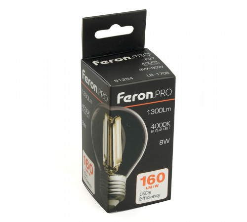 Лампа светодиодная Feron LB-1708 E27 8W 4000K 51254 Лампа светодиодная Feron LB-1708 E27 8W 4000K 51254