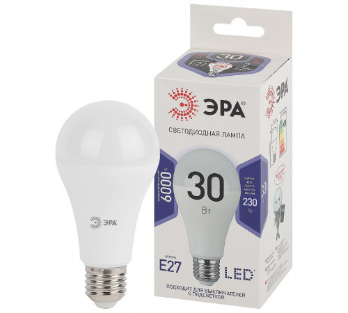 Лампа светодиодная Эра E27 30W 6000K LED A65-30W-860-E27 Б0048017 Лампа светодиодная Эра E27 30W 6000K LED A65-30W-860-E27 Б0048017