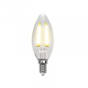 Лампа светодиодная филаментная (UL-00000199) Uniel E14 6W 3000K прозрачная LED-C35-6W/WW/E14/CL PLS02WH