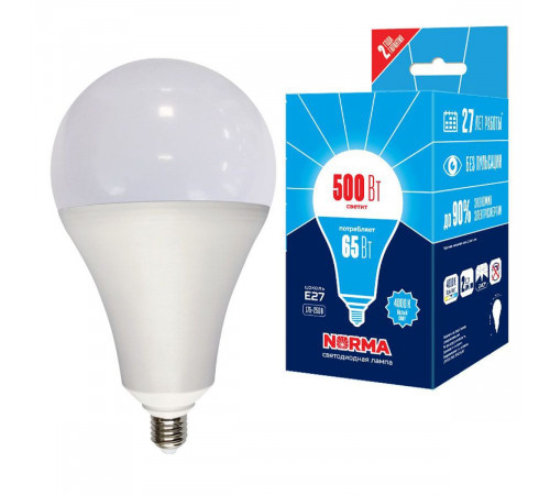 Лампа светодиодная Volpe Norma LED-A160-65W/4000K/E27/FR/NR картон UL-00005617 Лампа светодиодная Volpe Norma LED-A160-65W/4000K/E27/FR/NR картон UL-00005617