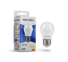 Лампа светодиодная Voltega E27 10W 2800K шар матовый VG2-G45E27warm10W 8455