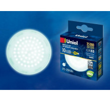 Лампа светодиодная (UL-00003721) Uniel GX53 10W 4000K матовая LED-GX53-10W/NW/GX53/FR PLZ01WH