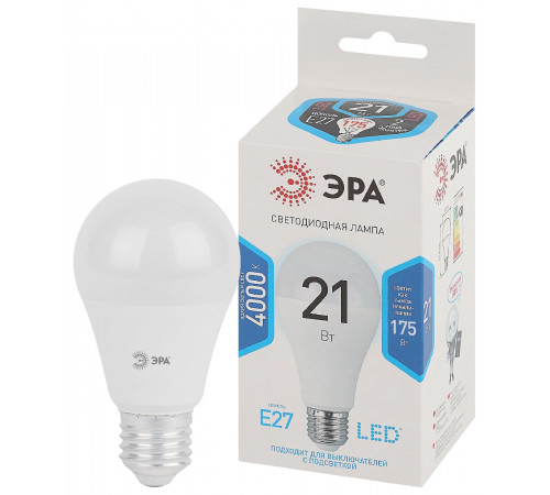 Лампа светодиодная Эра E27 21W 4000K LED A65-21W-840-E27 Б0035332 Лампа светодиодная Эра E27 21W 4000K LED A65-21W-840-E27 Б0035332