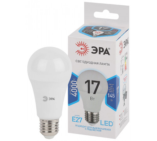 Лампа светодиодная Эра E27 17W 4000K LED A60-17W-840-E27 Б0031700 Лампа светодиодная Эра E27 17W 4000K LED A60-17W-840-E27 Б0031700