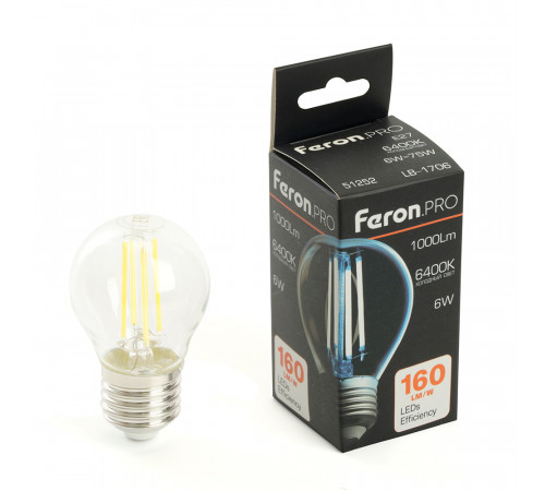Светодиодная лампа Feron LB-1706 E27 6W 6400К 51252