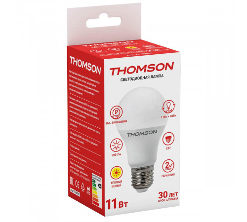 Лампа светодиодная Thomson E27 11W 3000K груша матовая TH-B2005 Лампа светодиодная Thomson E27 11W 3000K груша матовая TH-B2005