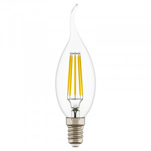 Лампа светодиодная филаментная Lightstar LED Filament Е14 6W 4000K свеча на ветру прозрачная 933604