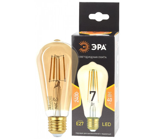 Лампа светодиодная Эра E27 7W 2400K F-LED ST64-7W-824-E27 gold Б0047664 Лампа светодиодная Эра E27 7W 2400K F-LED ST64-7W-824-E27 gold Б0047664