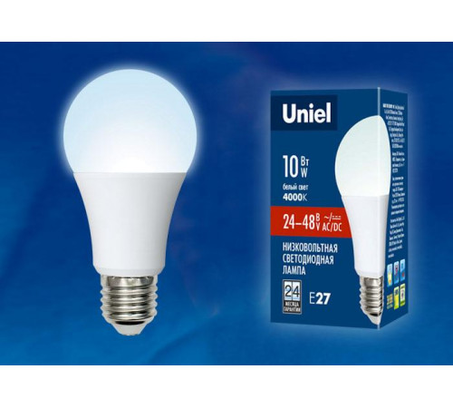 Лампа светодиодная (UL-00002381) Uniel E27 10W 4000K матовая LED-A60-10W/NW/E27/FR/12-24V PLO55WH Лампа светодиодная (UL-00002381) Uniel E27 10W 4000K матовая LED-A60-10W/NW/E27/FR/12-24V PLO55WH
