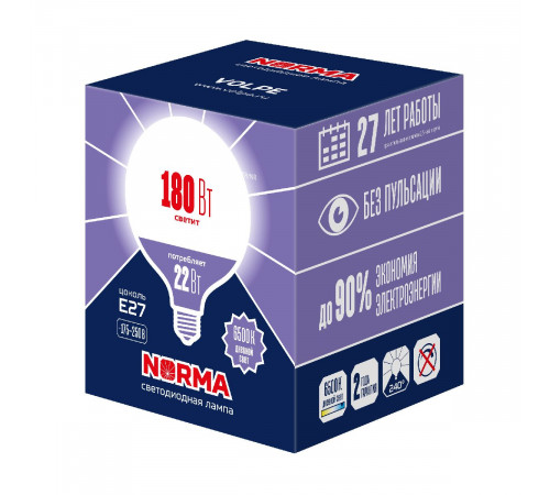 Лампа светодиодная Volpe Norma LED-G120-22W/6500K/E27/FR/NR UL-00010996