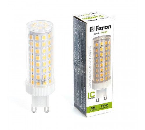 Лампа светодиодная Feron G9 15W 4000K капсульная LB-437 38213 Лампа светодиодная Feron G9 15W 4000K капсульная LB-437 38213