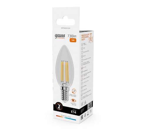 Лампа светодиодная Gauss Filament Elementary E14 12W 2700K 32112