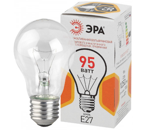 Лампа накаливания Эра E27 95W A50 95-230-Е27-CL Б0039124 Лампа накаливания Эра E27 95W A50 95-230-Е27-CL Б0039124