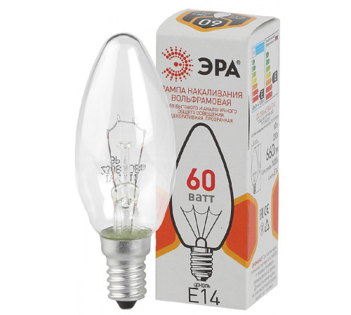 Лампа накаливания Эра E14 60W ДС 60-230-E14-CL Б0039129