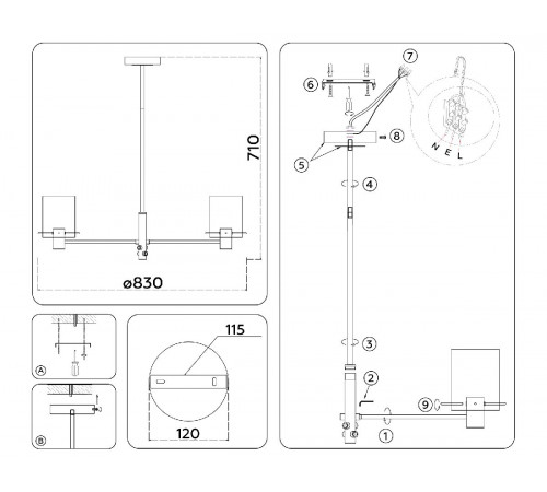Люстра на штанге Ambrella Light High Light Modern LH57043 Люстра на штанге Ambrella Light High Light Modern LH57043
