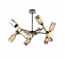 Люстра на штанге IMEX MD.5495-10-S-BK+WOOD