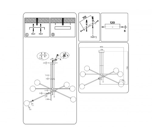Люстра на штанге Ambrella Light Modern TR2521