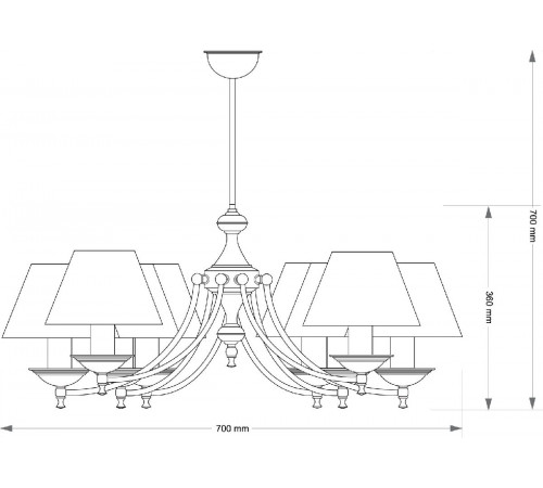 Люстра на штанге Kutek San Marino Lampshade SAN-ZW-8(P/A)CR Люстра на штанге Kutek San Marino Lampshade SAN-ZW-8(P/A)CR