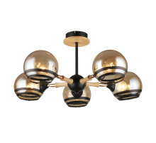 Люстра на штанге IMEX MD.4896-5-S BK+WOOD