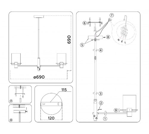 Люстра на штанге Ambrella Light High Light Modern LH57041