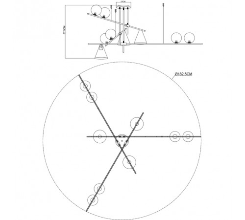 Люстра на штанге Arte Lamp Jacob A7029PL-9BK Люстра на штанге Arte Lamp Jacob A7029PL-9BK