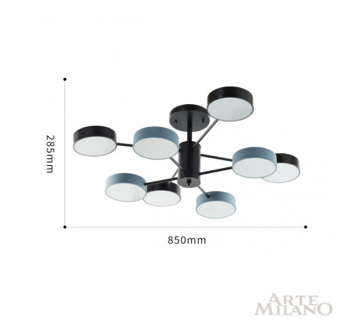 Люстра на штанге Arte Milano Ferrara 250906/8B Bk/Gr Люстра на штанге Arte Milano Ferrara 250906/8B Bk/Gr