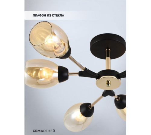 Люстра на штанге Seven Fires Inesh SF3368/6C-BK-FGD-AM Люстра на штанге Seven Fires Inesh SF3368/6C-BK-FGD-AM