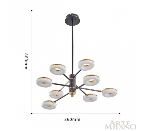 Люстра на штанге Arte Milano Ferrara 276699/8 BK/GD Люстра на штанге Arte Milano Ferrara 276699/8 BK/GD