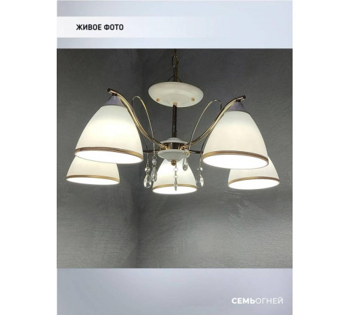 Люстра на штанге Seven Fires Dzintars WD3523/5C-WT-FGD-WT Люстра на штанге Seven Fires Dzintars WD3523/5C-WT-FGD-WT