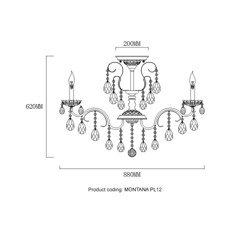 Люстры на штанге Crystal Lux MONTANA PL12 Люстры на штанге Crystal Lux MONTANA PL12