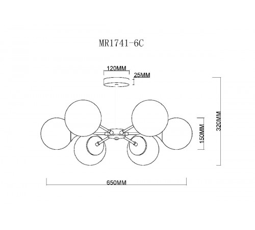 Люстра на штанге MyFar Fisher MR1741-6C Люстра на штанге MyFar Fisher MR1741-6C