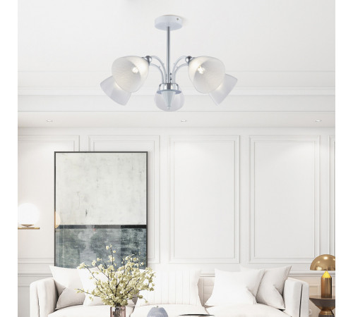 Люстра на штанге Arte Milano Napoli 326008/5 WH+CR Люстра на штанге Arte Milano Napoli 326008/5 WH+CR
