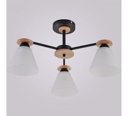 Люстра на штанге Reluce 01625-0.3-03 BK+WOOD Люстра на штанге Reluce 01625-0.3-03 BK+WOOD