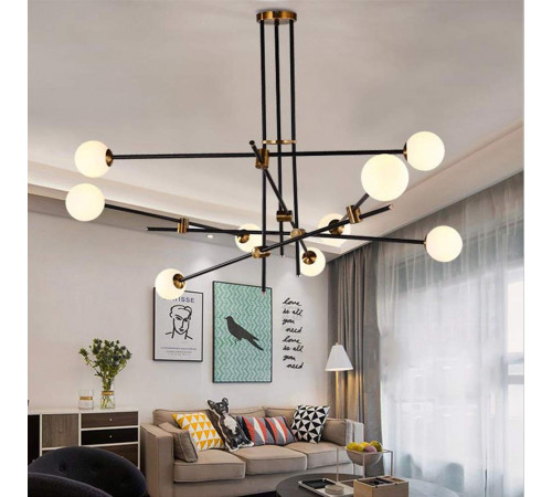 Люстра на штанге Delight Collection Bistro Globe 9389P/9 black/gold